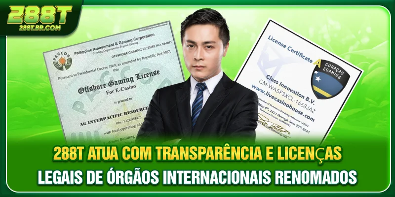 288T atua com transparência e licenças legais de órgãos internacionais renomados